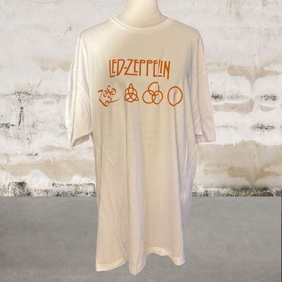 Led Zeppelin NWOT Logo Classic White T-Shirt Size 2XL - Picture 1 of 4